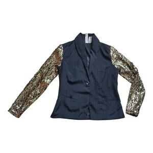 Women's Mimi Chica Blazer, Gold Sequin Sleeves, Size Small, Short, Vintage